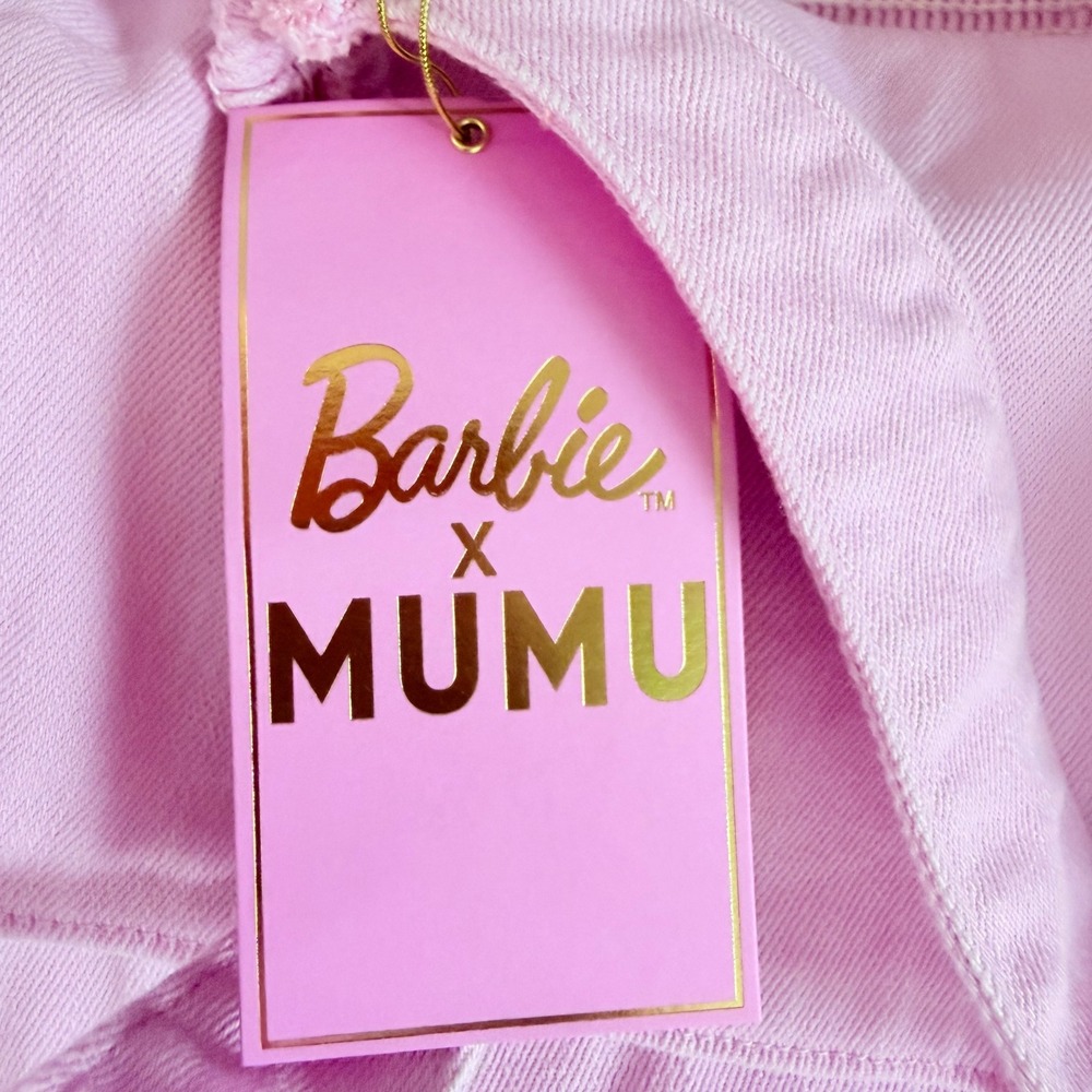 NEW Barbie x Show Me Your Mumu Duncan Halter Dress Pink Denim Mini XXL - Picture 10 of 15
